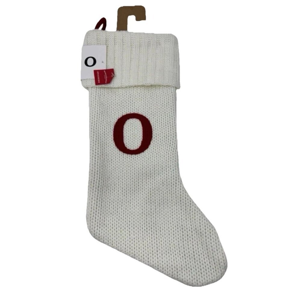 20" Letter‎ O Monogram Knit Christmas Stocking Red & White Wondershop